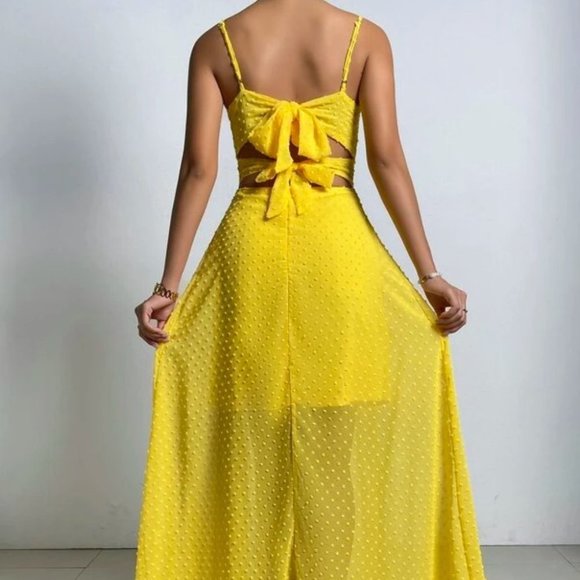 YELLOW Swiss Dot Cami Maxi Dress - Picture 8 of 9